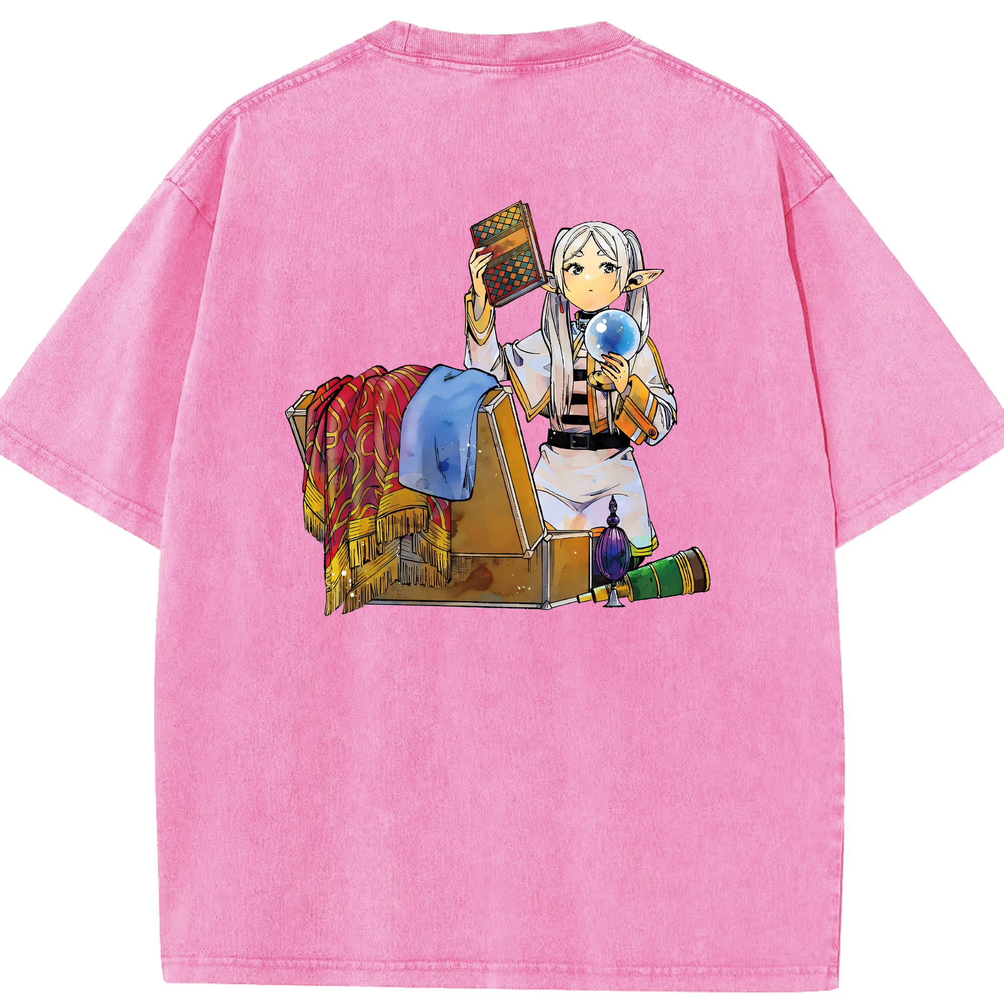 （画像用） 葬送のフリーレン Frieren 綿100% ヴィンテージ風 半袖Tシャツ（背面プリント）